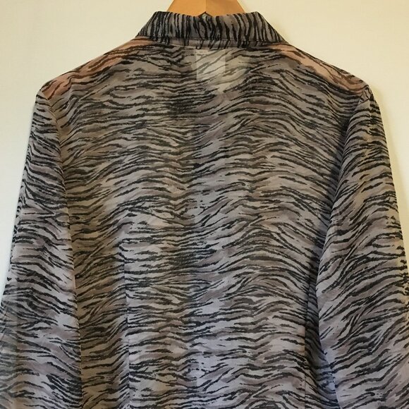 Made in Canada Sheer Animal Print Canadian Made Button Down Dress Shirt - Picture 4 of 16